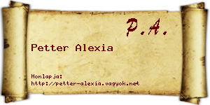 Petter Alexia névjegykártya